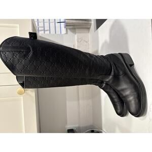 GUCCI Guccissima Calfskin Leather Knee High Riding Boots.